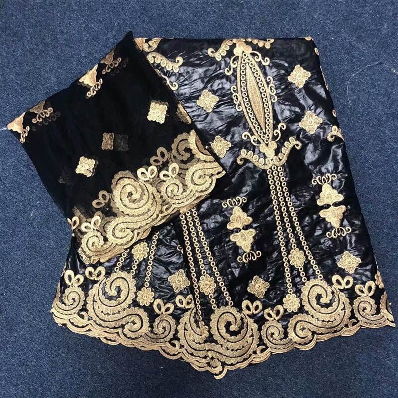 Bazin-tissu riche avec perles, tissus africains, bazin jacquard de guinée brocart avec dentelle française, robe pour femmes: 3L145330B403