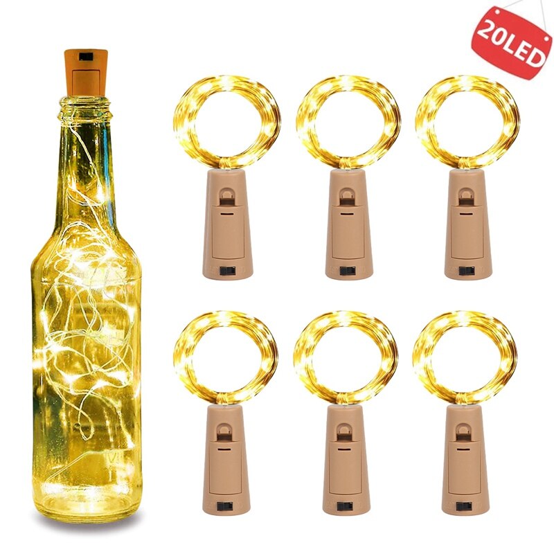 String Led Wine Bottle Lights With Cork 20 LED Fairy Lights String Lights for Party Christmas Wedding Bar Decor Garland