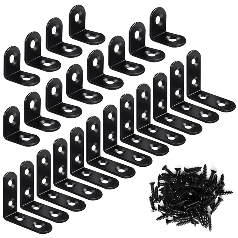 24PCS L Bracket Corner Brace,90 Degree Right Angle Bracket, Corner Bracket L Brackets For Wood Shelves Furniture Cabinet: Default Title