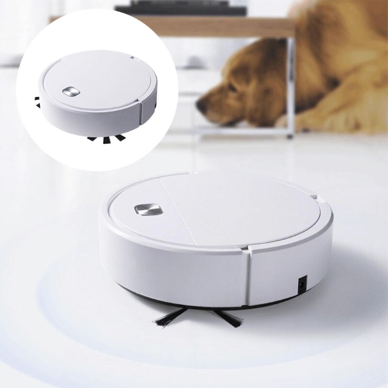 Robot aspirador con succión de 1800Pa, 100 min de duración, silencioso, Delgado, Ideal para pelo de mascotas, alfombras, suelos duros (blanco)