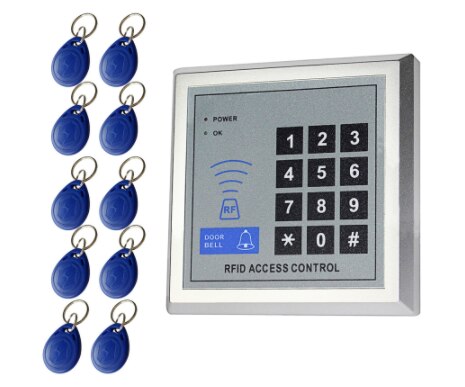 125KHz Rfid Standalone Access Control Keypad EM Card Reader with 10 Keychains Door Keyless Lock For Entry Security System