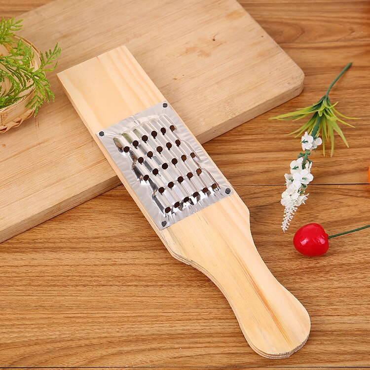 1PC Karotten Reibe Holz und Edelstahl Kartoffeln Reibe Zwiebel Schneidemaschine Obst Gemüse Werkzeuge Küche Spielereien OK 0763