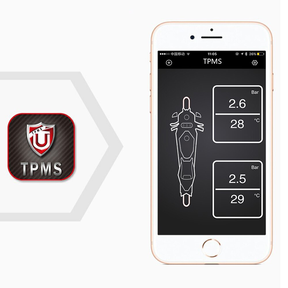 TPMS Motorcycle Tire Pressure Monitoring System Moto Bluetooth 4.0 Low Energy Internal External For IOS Android