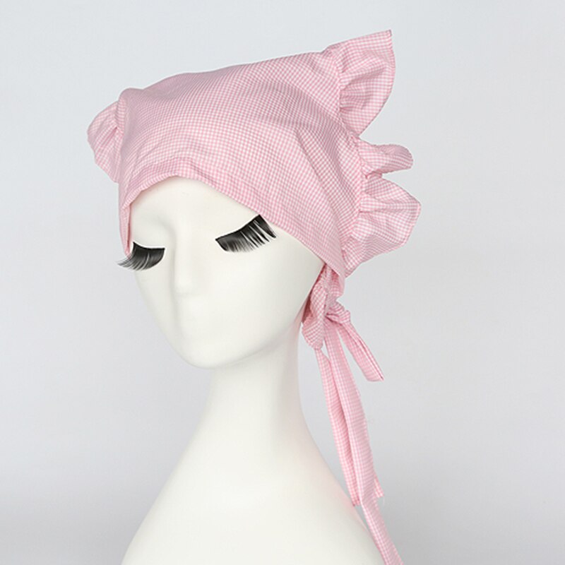Gorros de cocina para Catering, cafetería, panadería, para cocinar trabajando en restaurante, gorro de Chef, camarera de Hotel, pastelería, gorra de cuadros ajustable: pink1