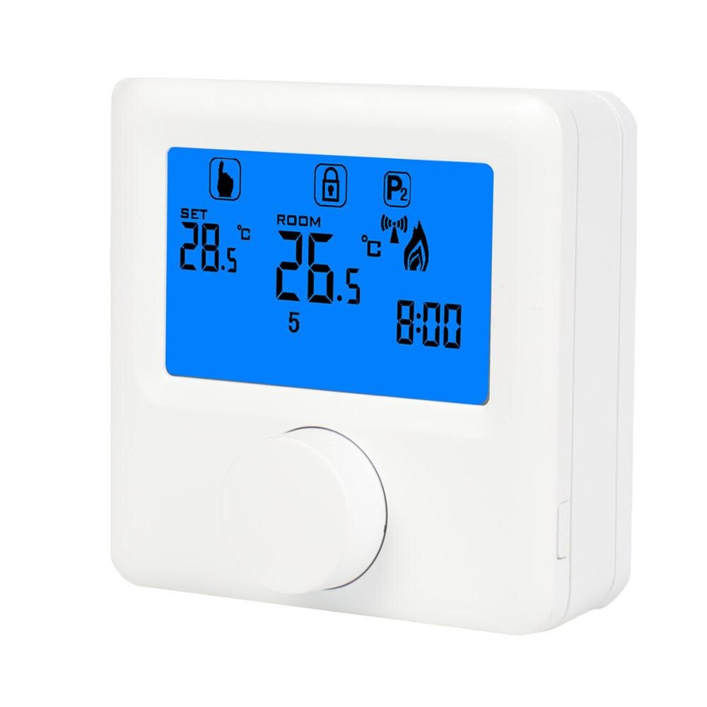 NO NC COM rotary button LCD gas boiler thermostat: Blue Backlight