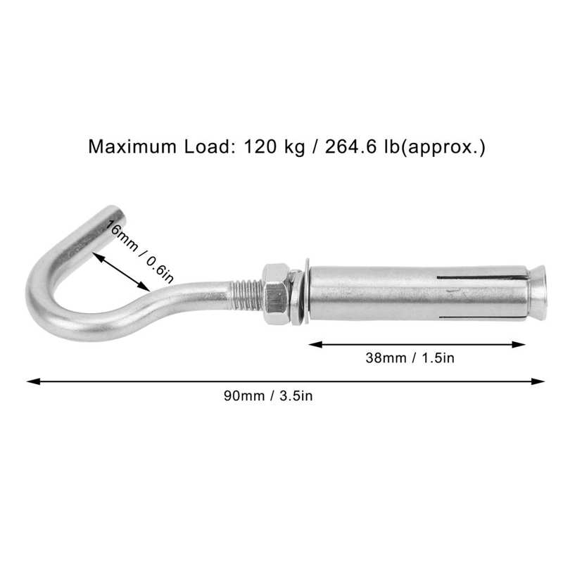 M6 Expansion Screw Hook Stainless Steel Wall Concrete Brick Fastener