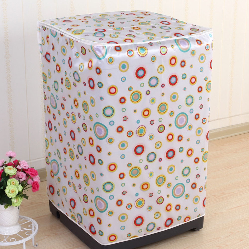 Accessory Zipper Floral Printed Waterproof Easy To Clean Dust Proof Front Loading Washing Machine Cover Protective Case Home: Colorful Circle