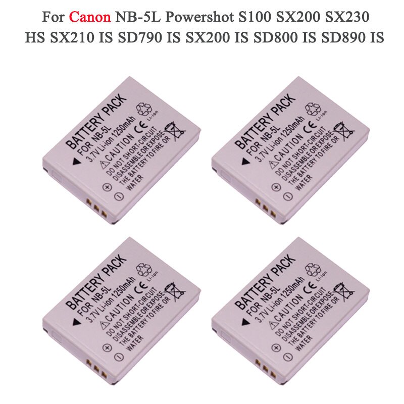 Camera Battery Pack NB-5L NB 5L NB5L Bateria For Canon SX200is SX220HS SX230HS CB-2LXE PowerShot S100 S110 SD950 SD970: Package 4