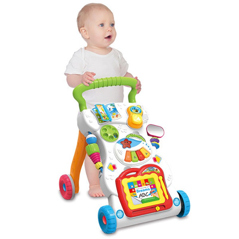 Baby Walker Speelgoed Multifunctioneel Peuter Trolley Zitten Te Stand Abs Musical Met Verstelbare Schroef Voor