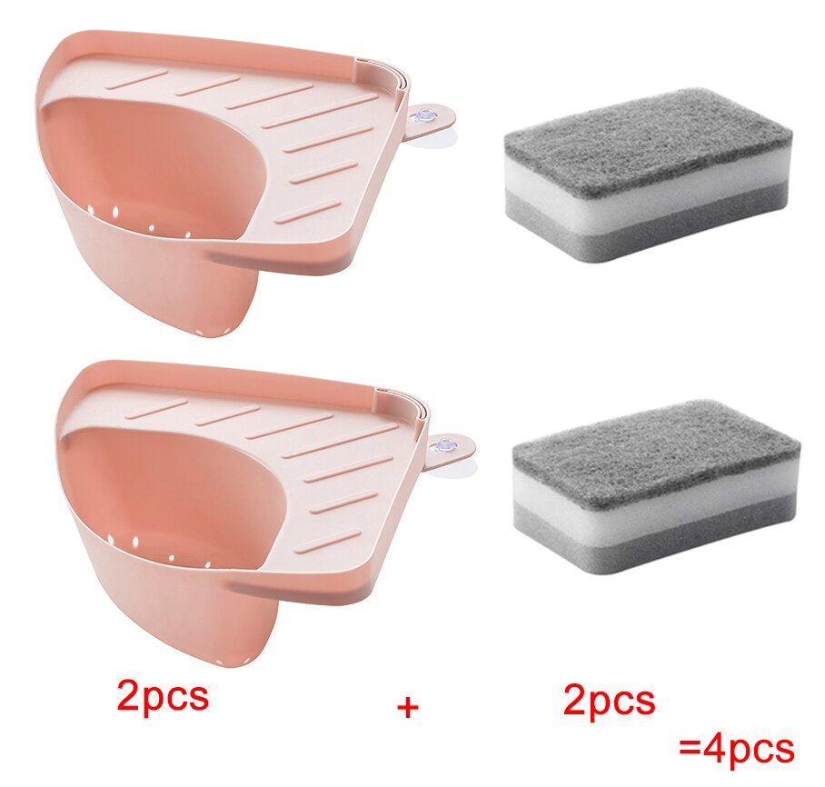 Tamis à égouttoir pour vaisselle, accessoires d'évier de cuisine, organiseur de porte-vaisselle: pink2pcs