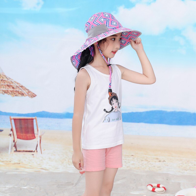 Kids UPF 50+ Bucket Sun Hat UV Sun Protection Hats Children Summer Play Hat with Neck Flap