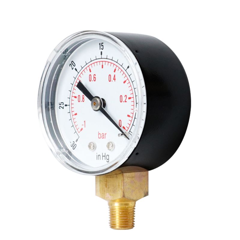 Vacuum Pressure Gauge 52mm -1/0 Bar -30" Hg 1/8 BSPT Bottom Connection Monitor