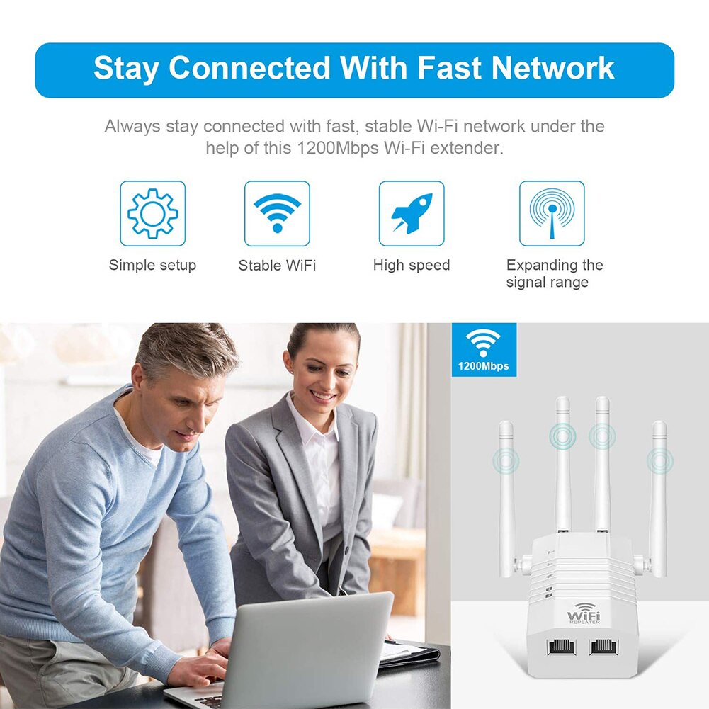 Dual Band WiFi Booster Range Extender Wireless WD-R1205U 1200M WiFi AP UK Plug for Household Computer Safety Parts