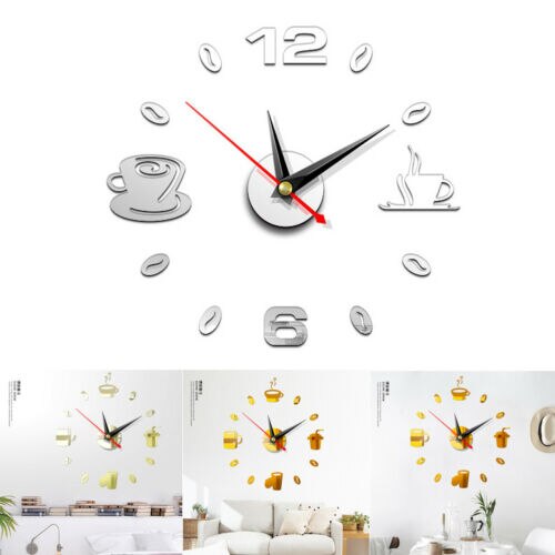 Reloj de pared grande de cuarzo 3D DIY, relojes decorativos grandes de cocina, pegatinas de espejo acrílico, reloj de pared de gran tamaño, letra para el hogar, decoración del hogar
