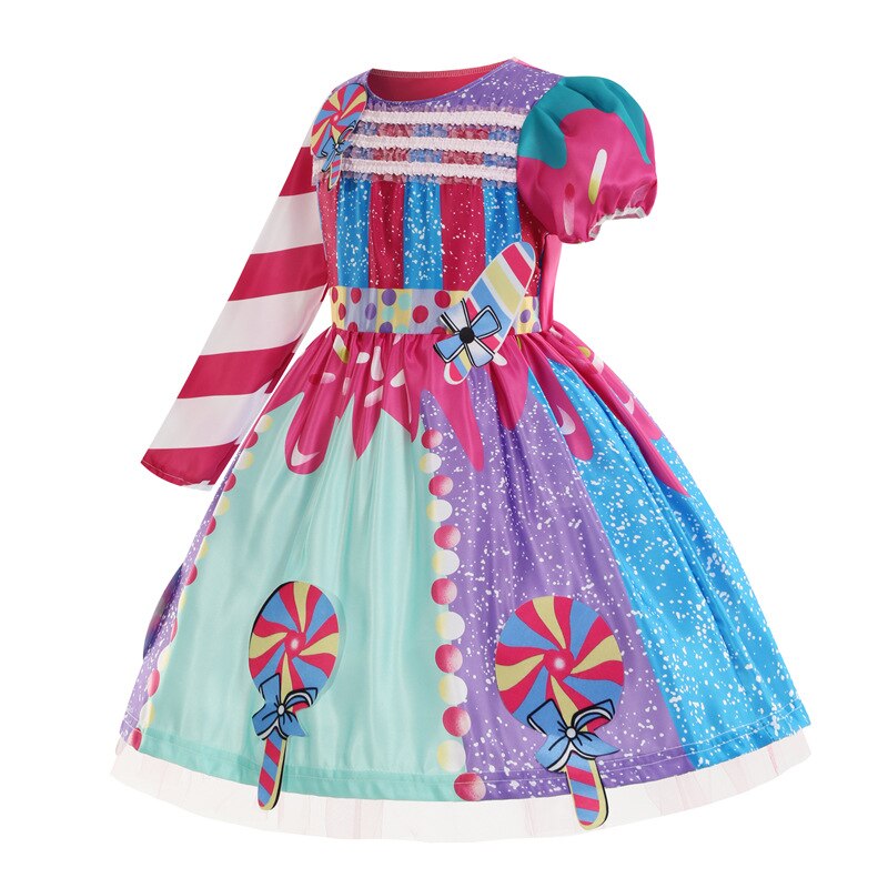 Sweet Candy Girl Dress Kids Carnival Frock Child Birthday Party Gown Fancy Cartoon Tutu Dresses for Halloween Easter Costume