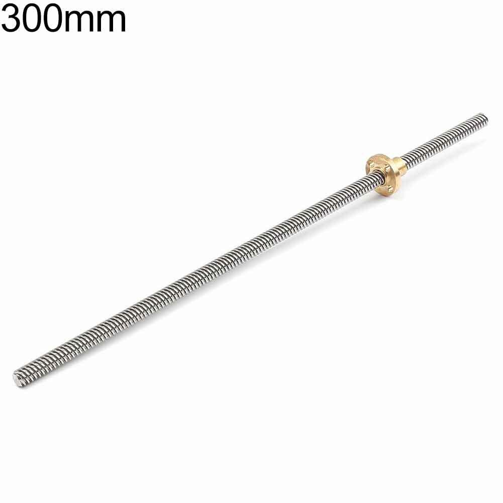 150-500mm 3D Printer T8 Stepper Trapezoidal Acme Thread Lead Screw Rod with Nut: 300mm