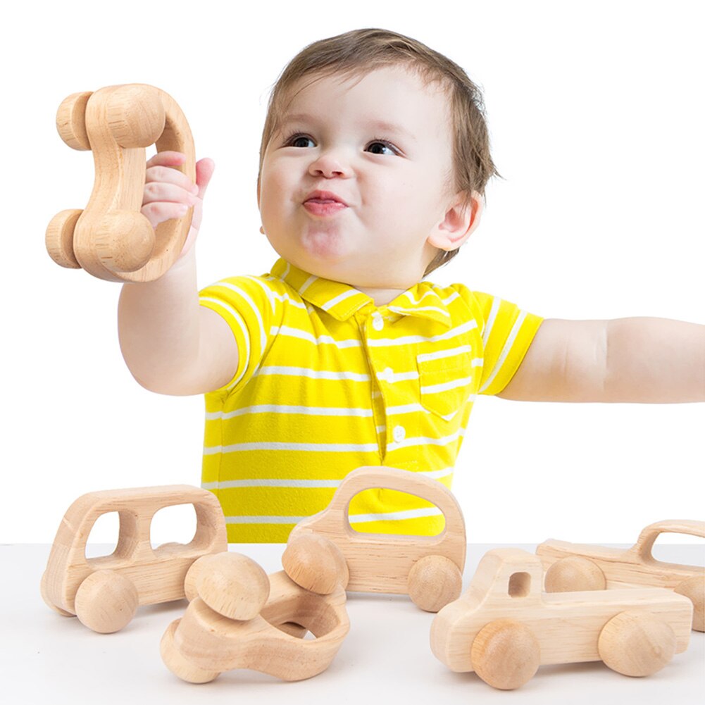 Montessori Toys Wooden Toys Wood Car Blocks Children Automobile Vehicles Car Model Baby Hand Catching Grip Toys Kids Educational
