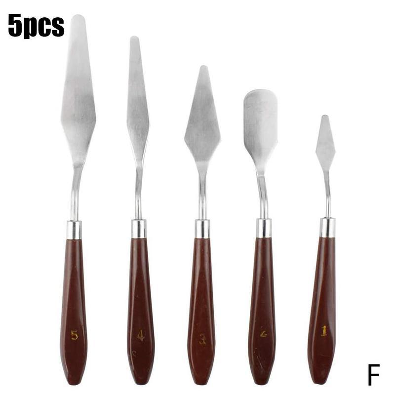 Paint Art Tools Black/blue Pen & Oil Painting Bracket Handle Palette White Accessories & Color & Flower Scraper Canvas Wood: 5pcs scraper