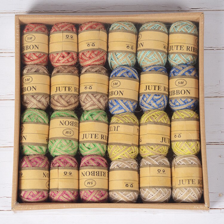 24Pcs Natuurlijke Jute Twine String Roll Voor Kunstwerken Diy Ambachten Cadeaupapier: 5meters burlap C