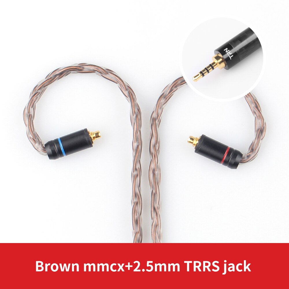 TRN 16 Core Silber Überzogene Kopfhörer Kabel 2,5mm 3,5mm 4,4mm zu 0,75 0,78 2pin mmcx Ausgewogene Hifi ersatz Kopfhörer Kabel: Brown mmcx 2.5mm