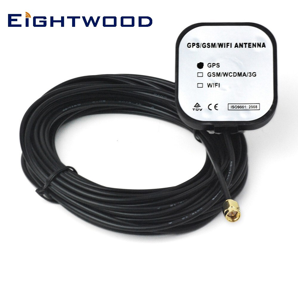 Eightwood Auto Gps Actieve Antenne Antenne Met Sma Plug Male Rf Connector RG174 Kabel 3 M Voor Gps Ontvangers/systemen En Mobiele