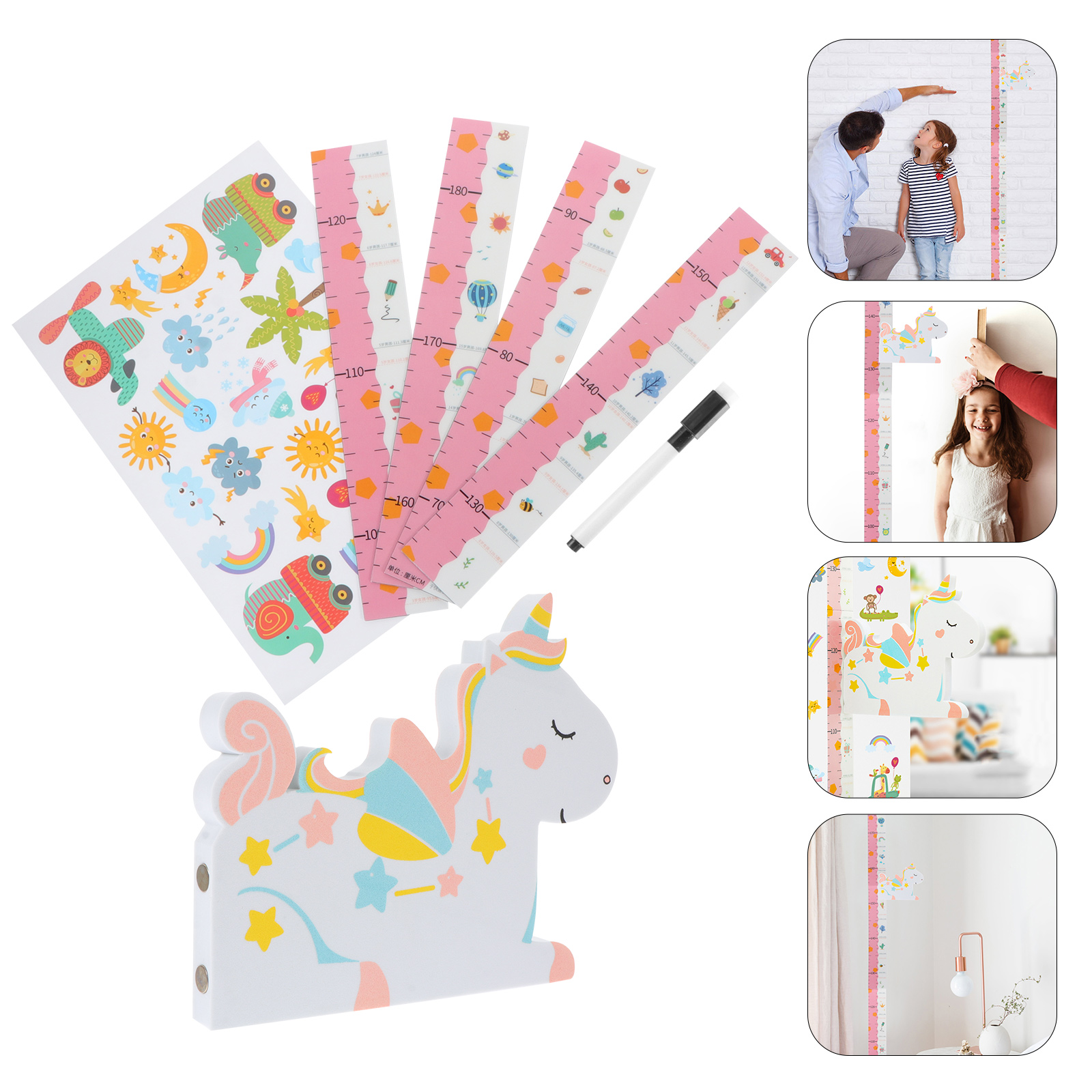 1 Set of Kids Growth Height Chart Kids Height Measuring Sticker Decorative Wall Sticker: Assorted Color 1