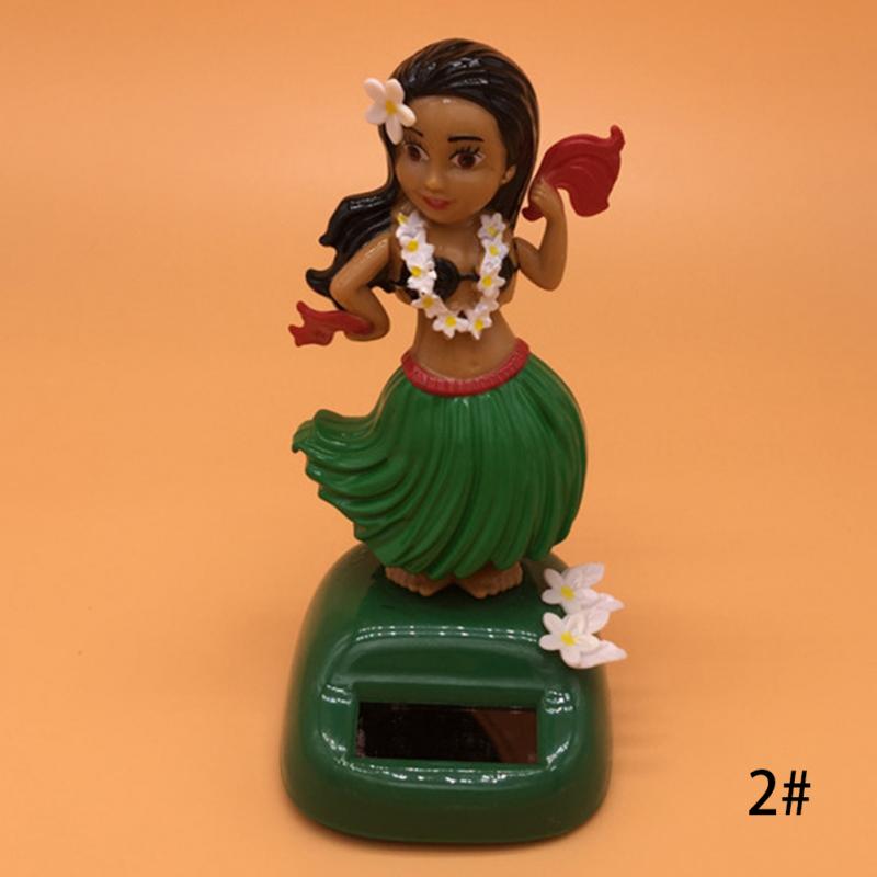 Solar Powered Swing Toy Environmental Dancing Car Decor Durable Hula Girl: green a