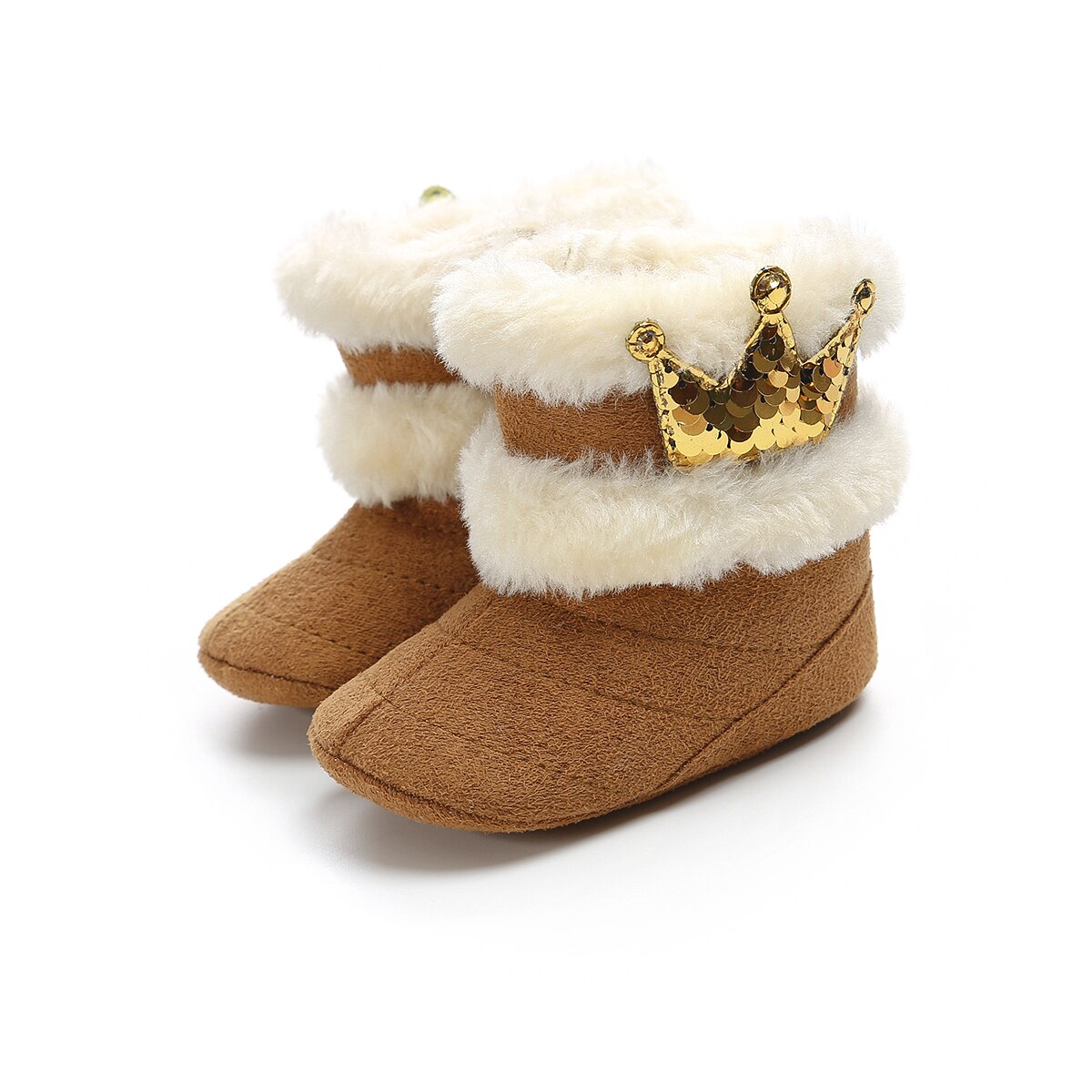 Pudcoco, botas de nieve infantil para niña, de invierno, cálido, para niños recién nacidos estampado de corona, botines, zapatos cálidos