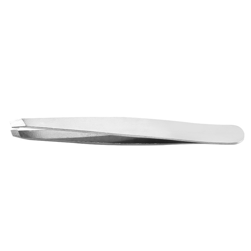 Eyebrow Tweezers Stainless Steel Slant Tip Hair Removal high-precision stainless steel eyebrow tweezers for facial hair Makeup T: Silver