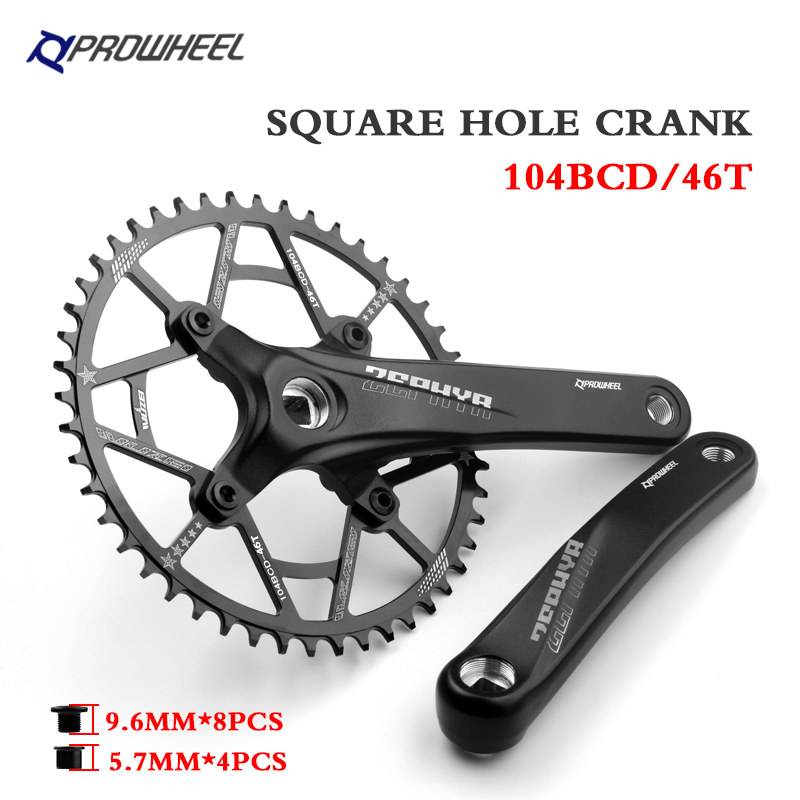 Prowheel 170/175mm manivelle 32-52T plaque pédalier vélo manivelle VTT roue à chaîne pignon trou carré 104BCD accessoires: Bleu marine / 175mm