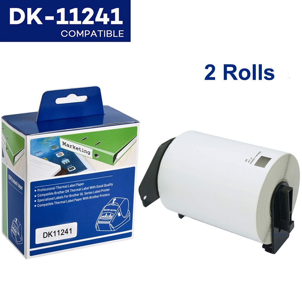 2 rollos de papel térmico Compatible con impresora de etiquetas Brother, DK-22205 continuo, troquelado, etiquetas de dirección estándar para QL570, DK-11204: 2Rolls DK-11241