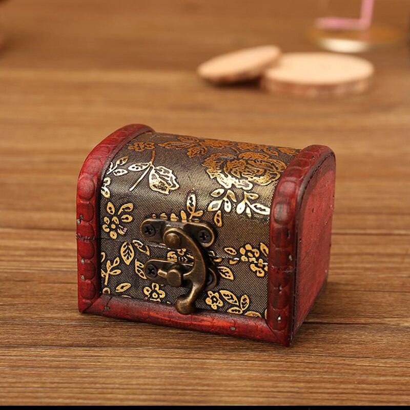 Retro Kleine Houten Opbergdoos Met Slot Bloem Patroon Sieraden Armband Make Holder Organizer Box Sieraden Schat Borst Case: E