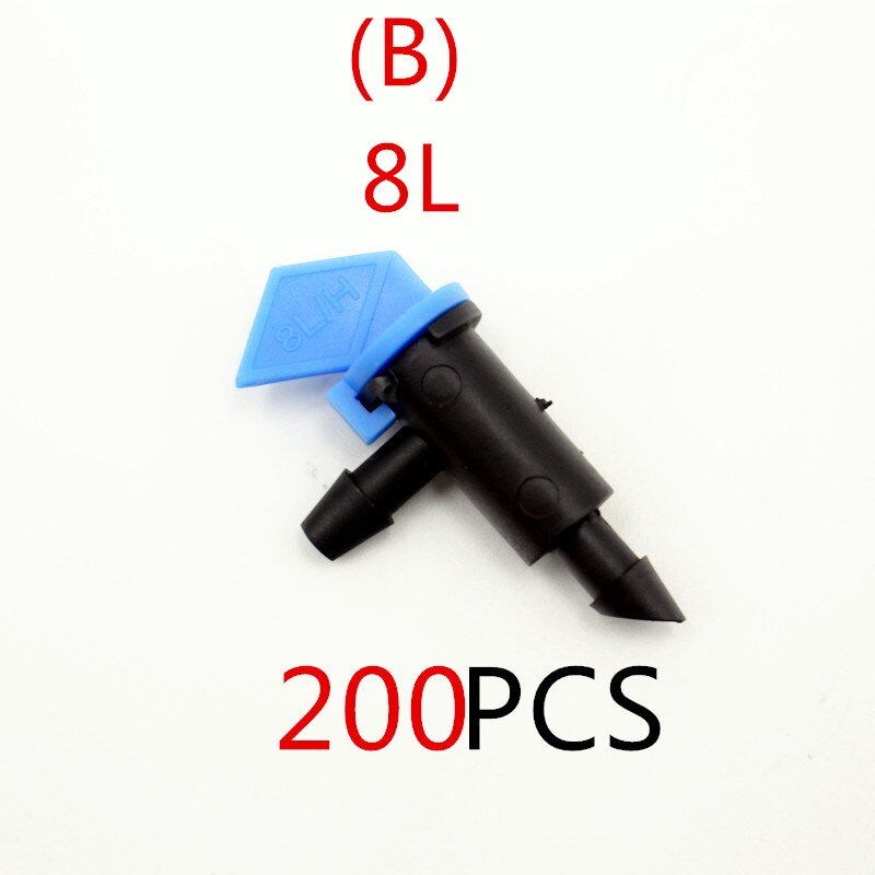 200Pcs 4L 8L 16L/H Vlag Insteekdruppelaars Outlet Barb Micro Tubing Drip Irrigatie Fittings Uit Elkaar Halen Druppelaar: 8L     200pcs