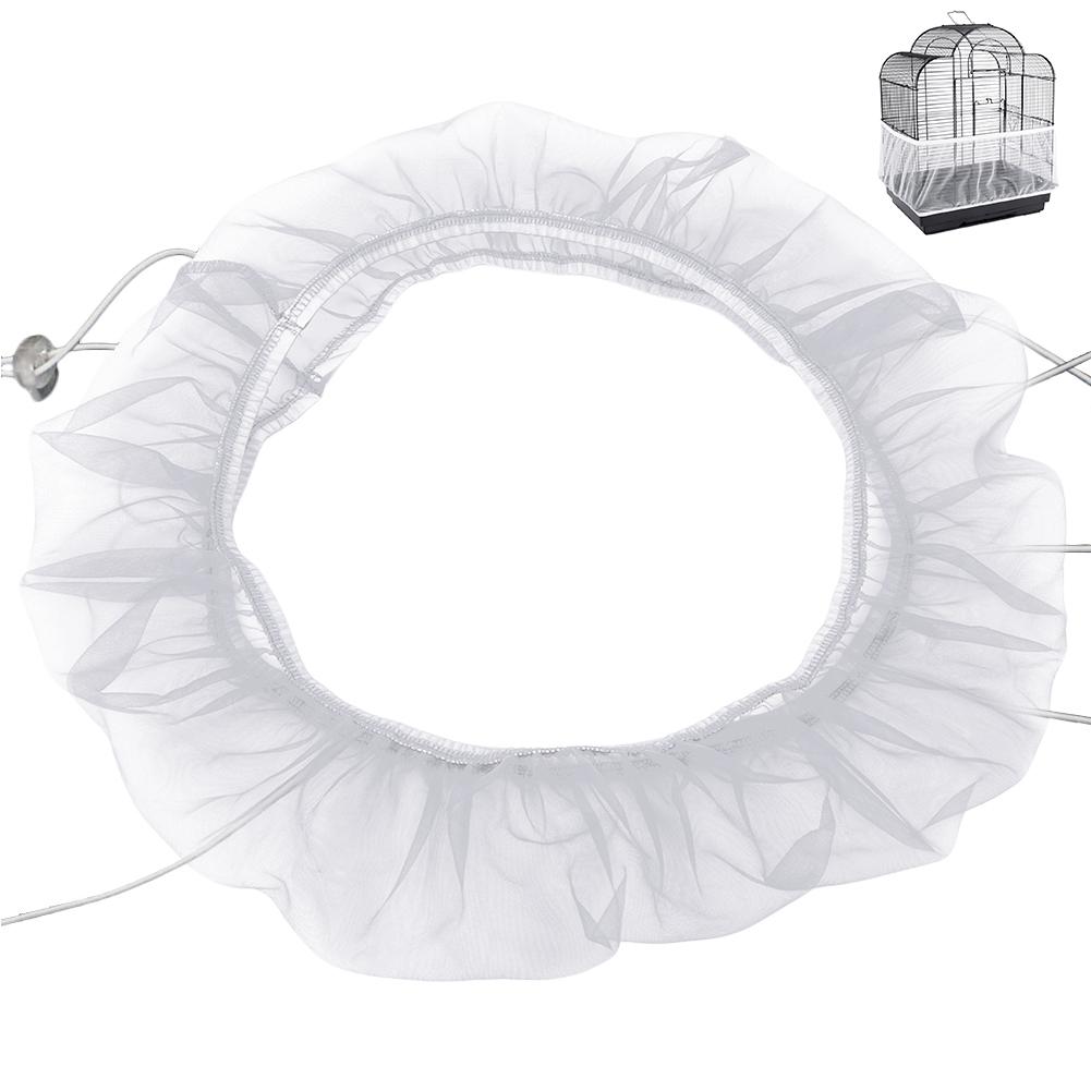 Receptor de guardia de malla de Nylon pájaro funda de loro ajustable fácil limpieza de Nylon tela aireada pájaro jaula cubierta protector atrapasemillas: Elastic White