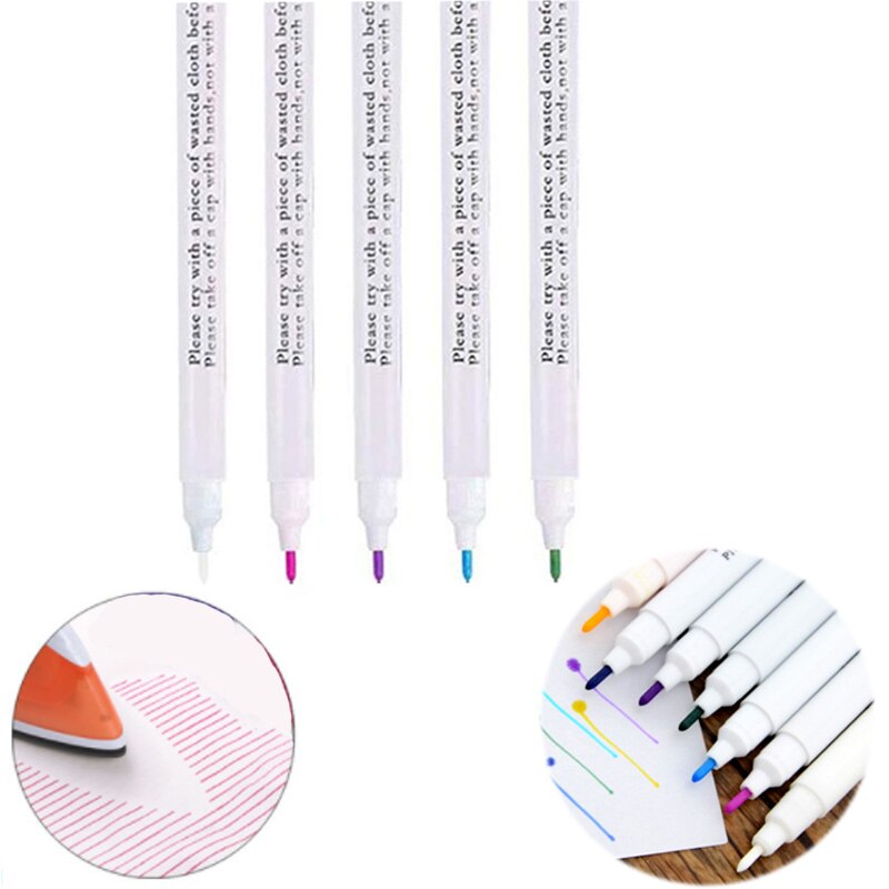 1/6pcs Ink Disappearing Fabric Marker Pen DIY Cross Stitch Water Erasable Pen Dressmaking Tailor's Pen for Quilting Sewing Tools