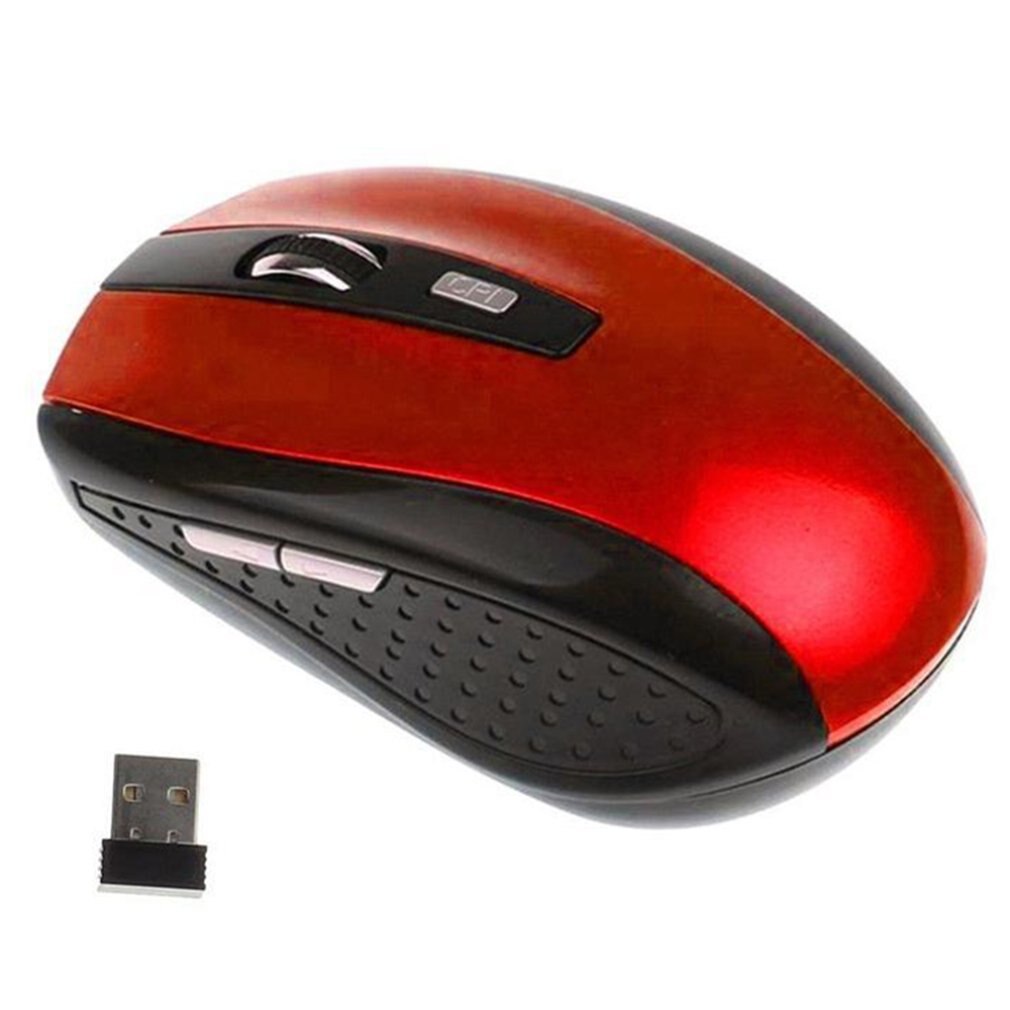 2.4G wireless optical mouse with side keys Kraft box packaging Ergonomic Optical technology Laptop: Red