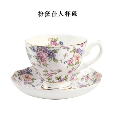 Keramisk kaffe britisk svart kinesisk bryllup kongelig benporselen blomst tekopp og tallerkensett: 01