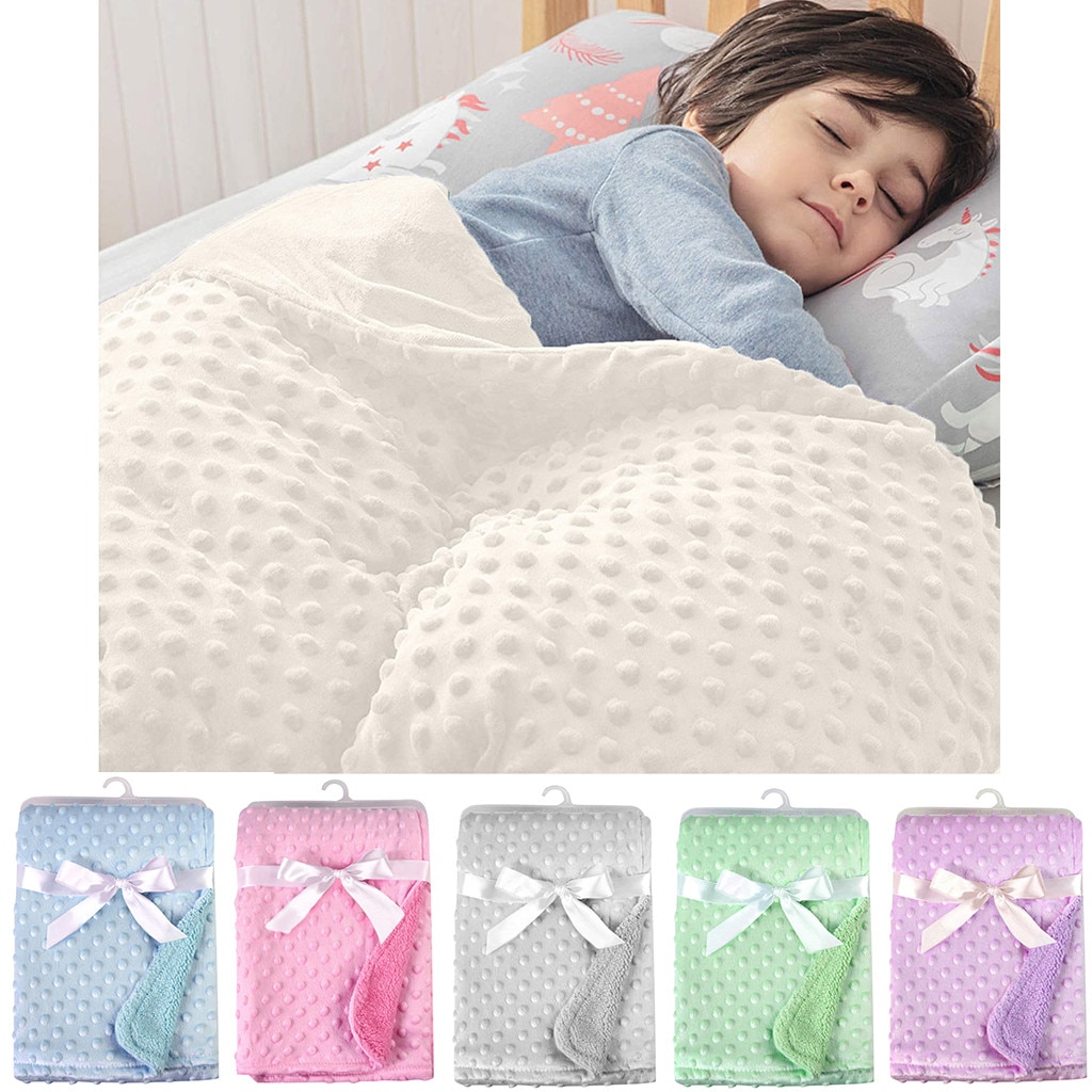 Baby Blanket & Swaddling Newborn Baby Soft Minky Dot Blanket Warm Fleece Stroller Cover Quilt Swaddling Bedding