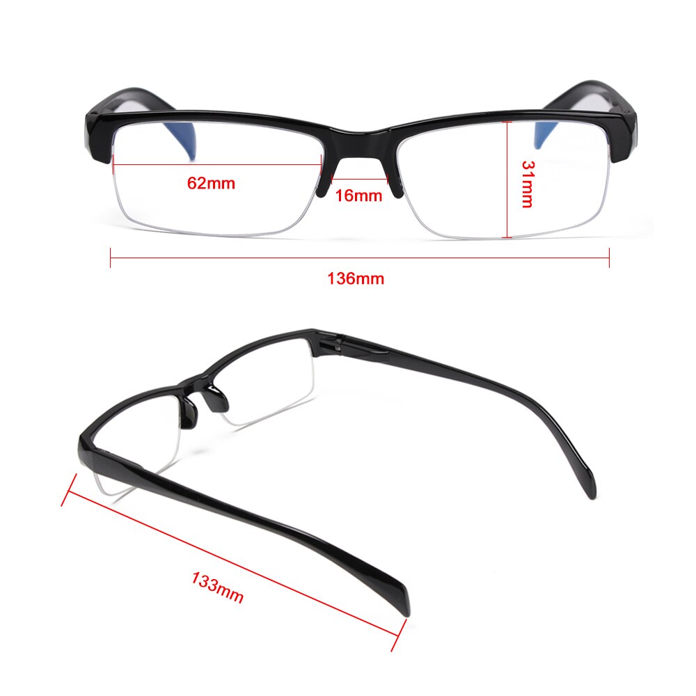 Kvinder sort halv ramme nærsynethed briller mænd harpiks recept briller fleksibel vision pleje flad linse læse briller unisex