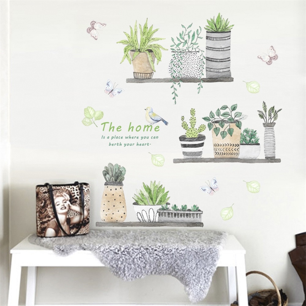 Decoratieve Schilderkunst Bedroomliving Kamer Tv Stickers Muurschildering Cactus Muursticker