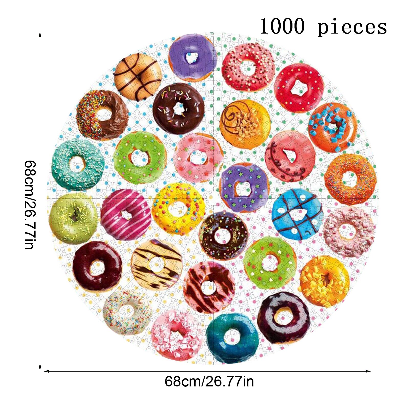 1000 Pieces 3D Puzzle Board Games Animal Lion Round Paper Jigsaw Puzzle Toys For Adults Kids Toys For Children Wall Decor: delicious donuts