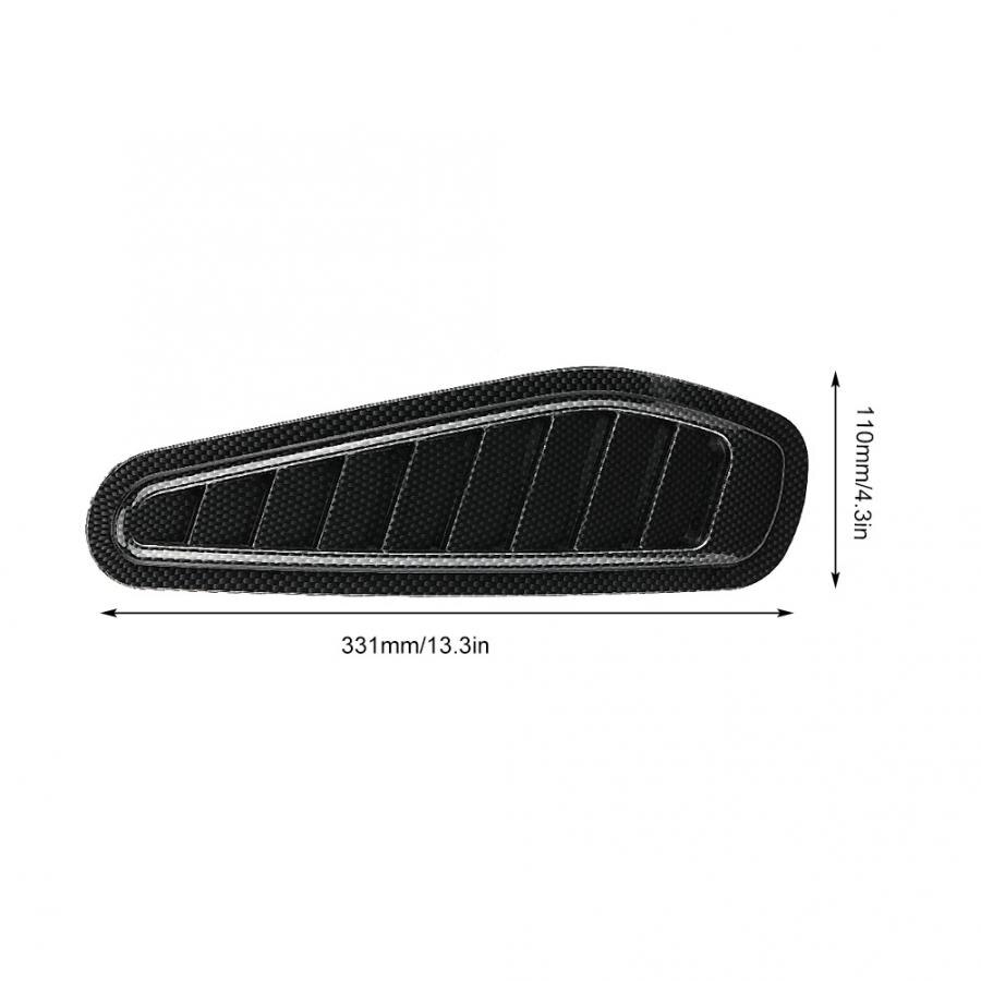 2pcs Carbon Fiber Style Car Air Flow Intake Decorative Scoop Bonnet Vent Hood Cover Hood Scoop