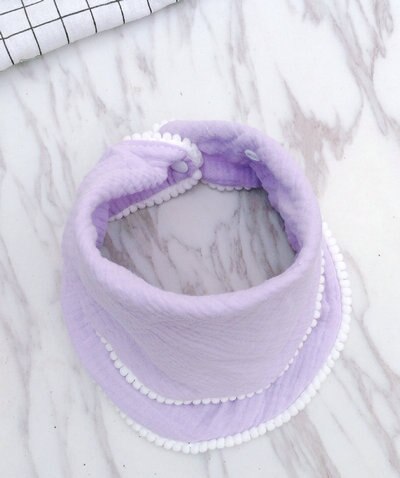 Bibdanna | Katoenen Mousseline Bib | Pompom Bibdanna | Shabby Chic | Baby Meisje | Geslacht Neutrale: light  purple  6