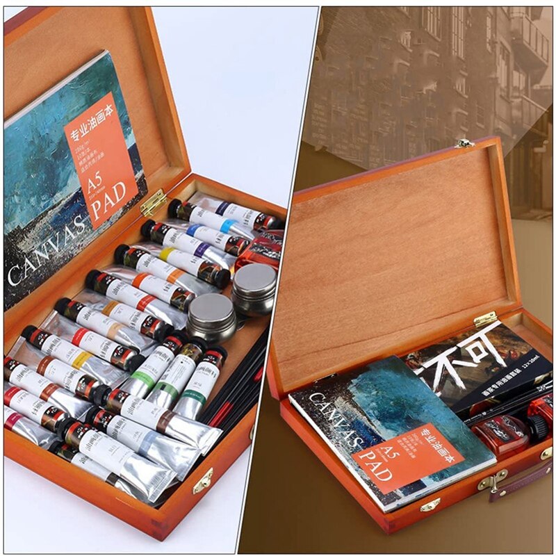 Artist Storage Box Wood Artist Tool Brush Storage Box Holder Case Organizer for Pastels Pencils Jewelry Makeup DIY Craft