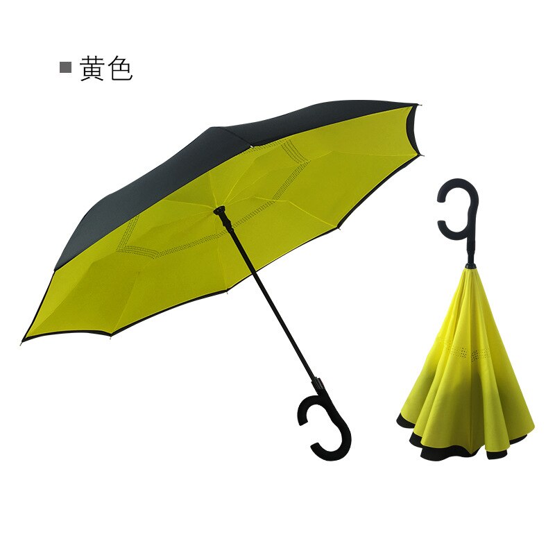 C Handvat Reverse Opvouwbare Paraplu Man Vrouwen Zon Regen Auto Semi-Automatische Paraplu Dubbele Laag Anti Uv Self Stand Parapluie: 18