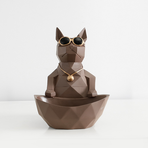 Figuritas de resina para perros y gatos, artesanía moderna, animales en miniatura, bonitos adornos para el hogar, decoración de oficina, cuenco de almacenamiento tallado coleccionable: Coffee cat bowl-S