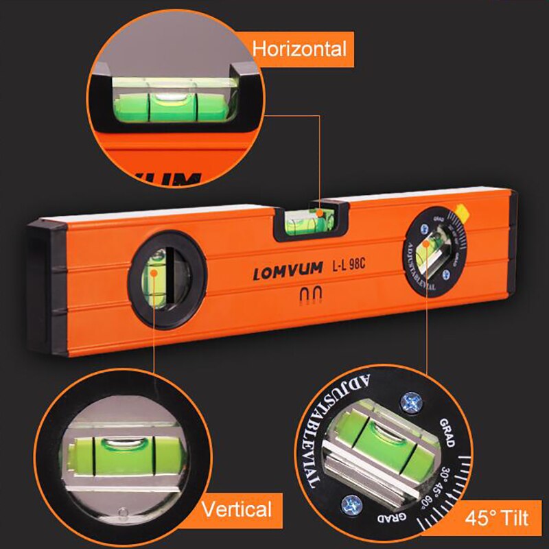 Lomvum spak linjal mätning hög precision vattenpass magnetisk linjal rosttät bubblor mätinstrument precision