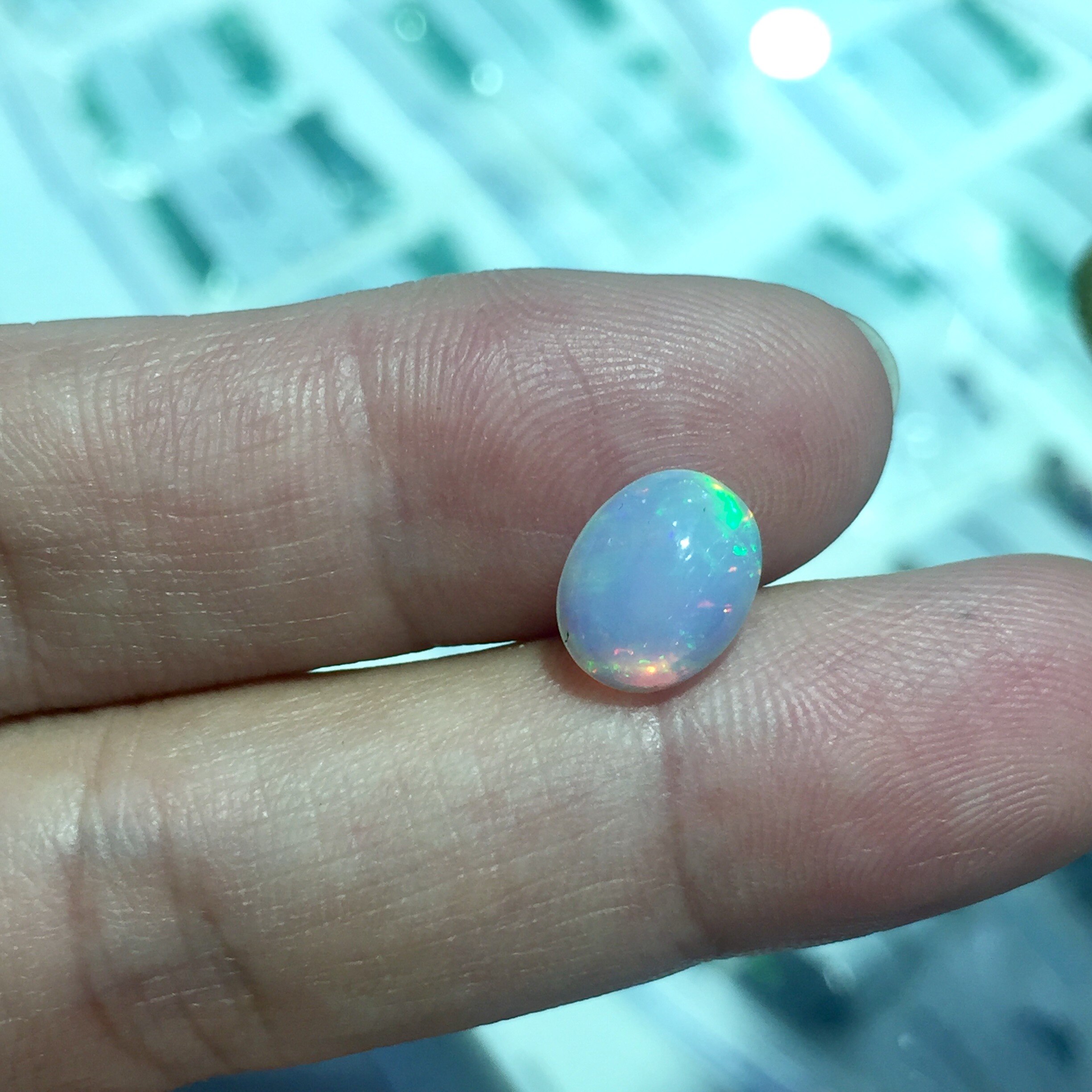 7mm*9mm Natural White Opal Loose Gemstone for Jewelry Shop Opal with Red Brilliance