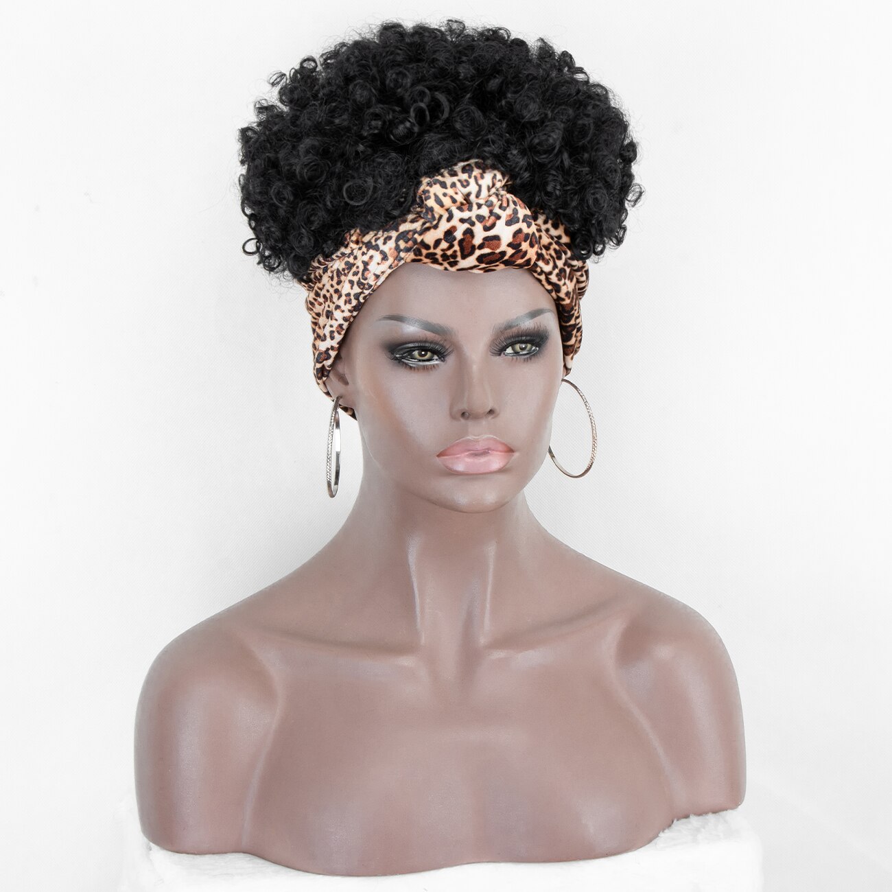 Kryssma-pelucas de diadema rizada para mujeres africanas, peluca sintética, nueva gorra de , peluca Afro rizada,: Black 1