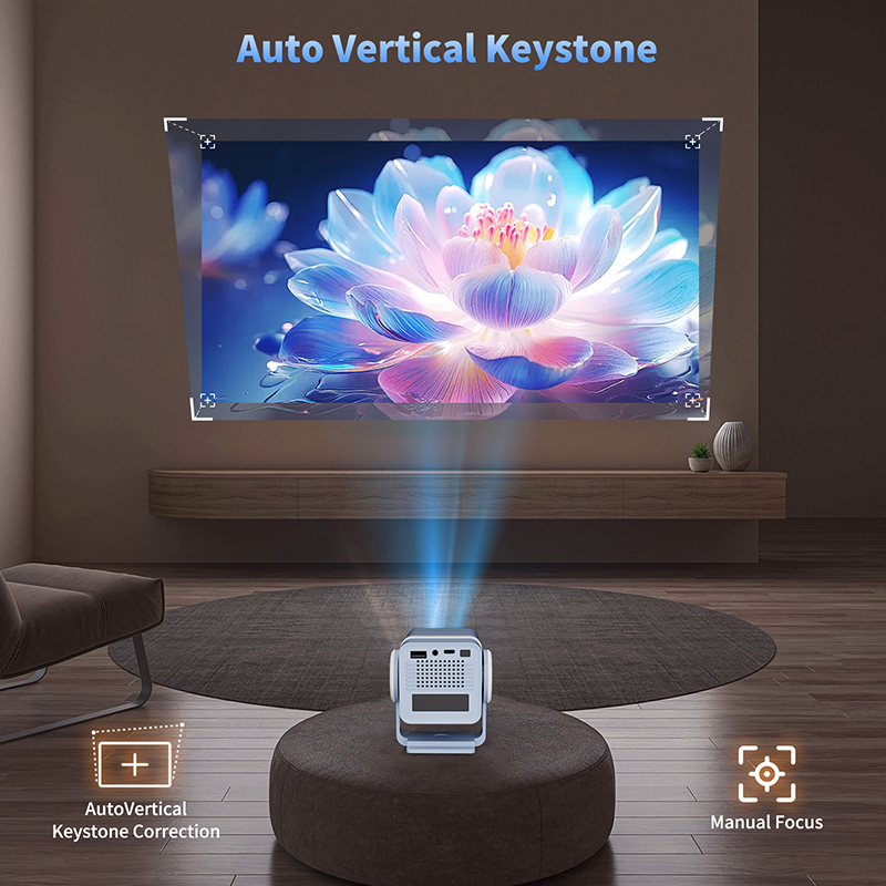 DESS Mini Projector Android 13 TV OS 1280*720P Dual Wifi6 180°Rotatable BT5.0 Cinema Outdoor Portable Beamer Support 4K